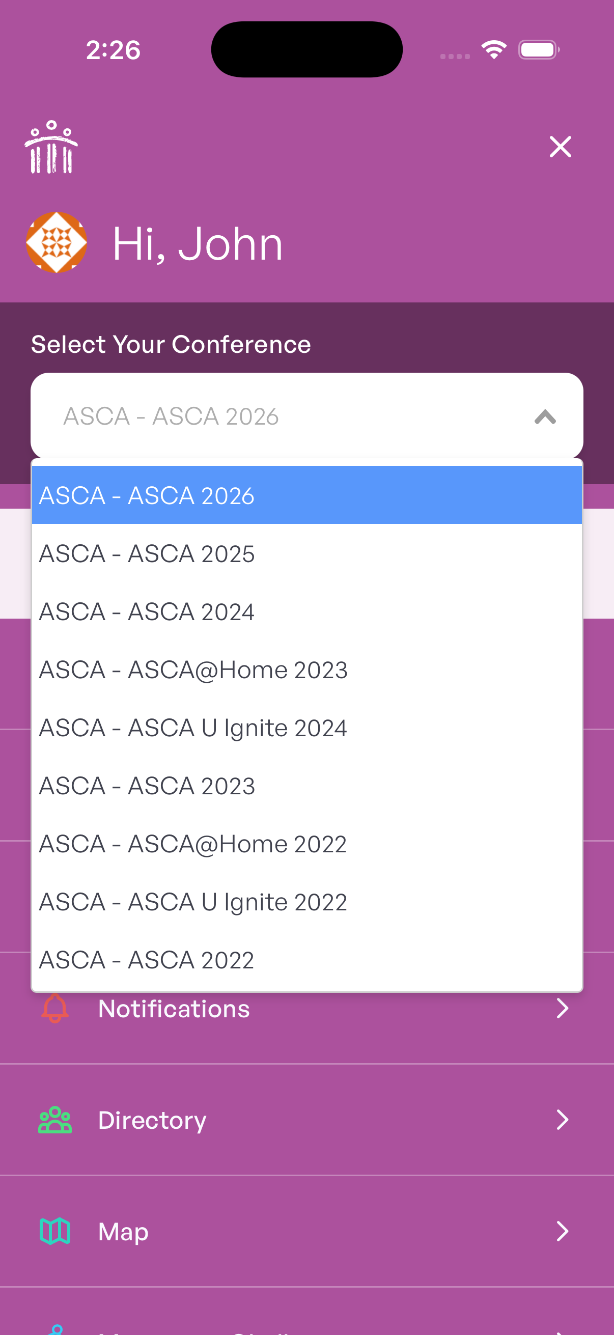 conference switcher menu
