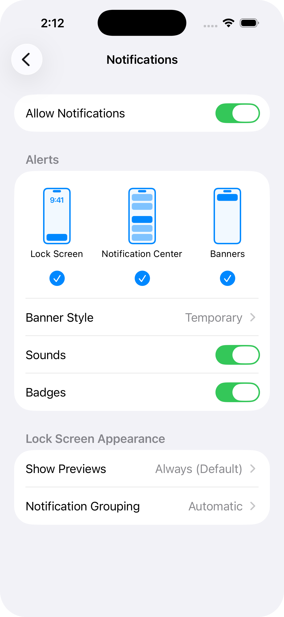 iOS notification settings for the ASCA Conferences app