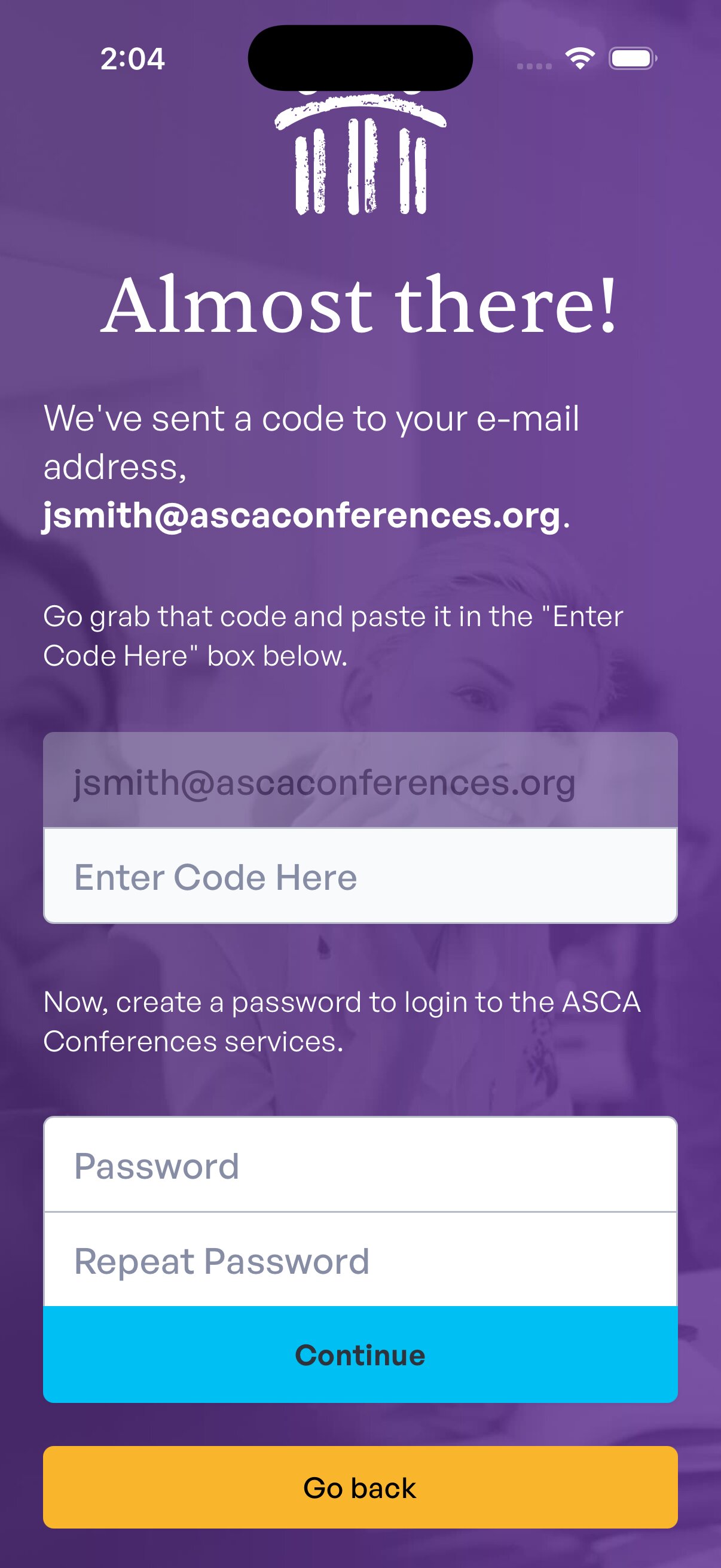 verify email page