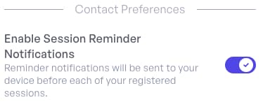 toggle session reminder controls